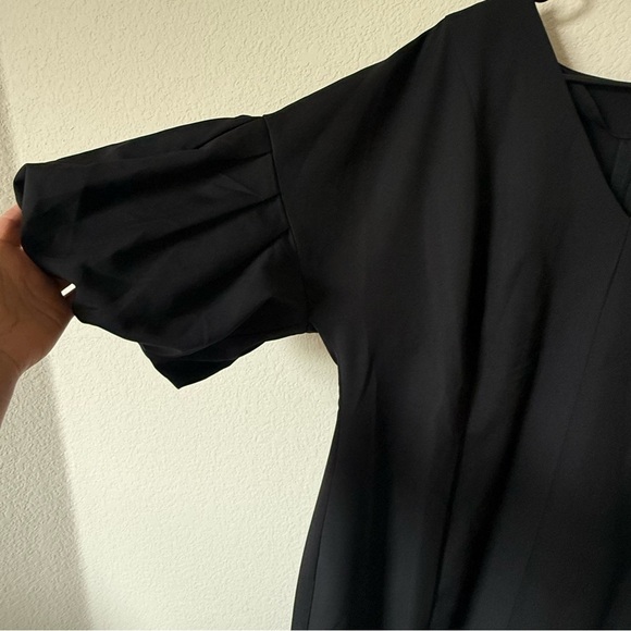 Eloquii Women’s Plus Size 20 Puff Sleeve V Neck Midi Dress - Picture 3 of 8